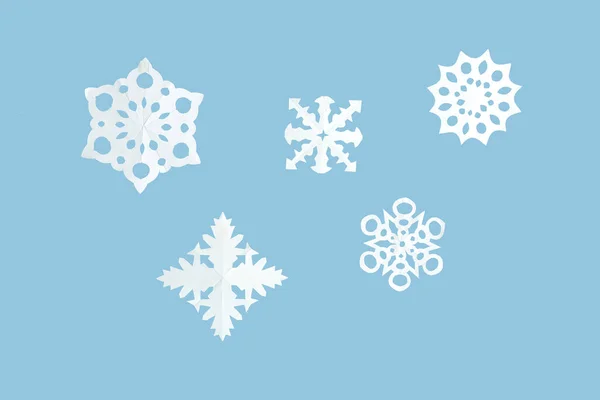 Many Different Christmas Snowflakes Color Background — Stock Photo, Image