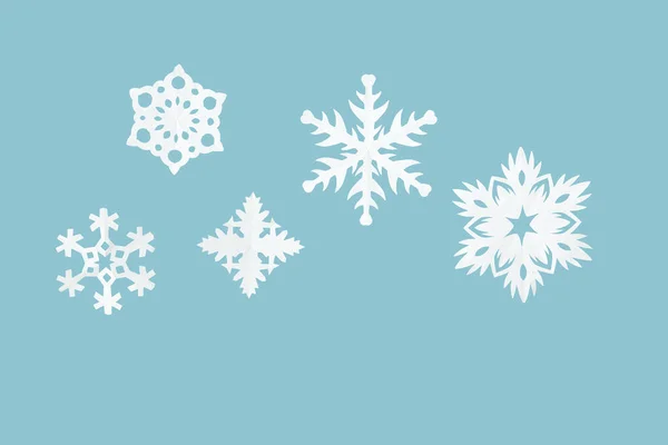 Many Different Christmas Snowflakes Color Background — Stock Photo, Image