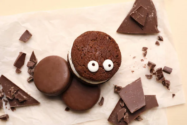 Chocolate Cookies Light Background — Stock Photo, Image
