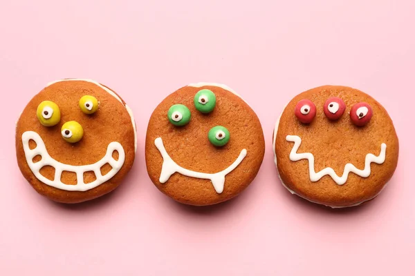 Funny Cookies Color Background — Stock Photo, Image