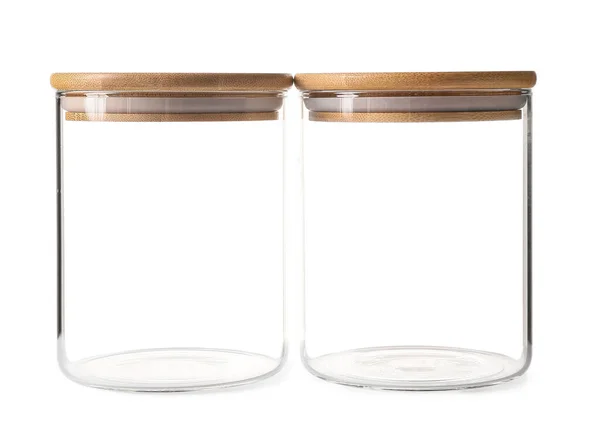 New Glass Jars Isolated White Background — Stock Photo, Image