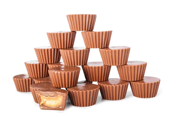 Tasty Peanut Butter Cups White Background — Stock Photo, Image