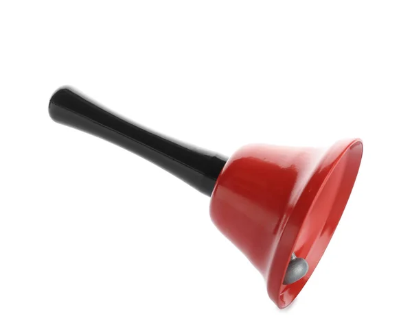 Red Christmas Bell Black Handle White Background — Stock Photo, Image