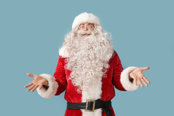 Санта Клаус Цветном Фоне — стоковое фото