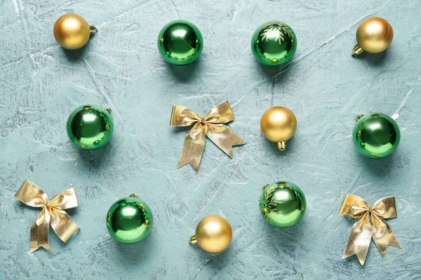 Veel Mooie Kerst Decoraties Kleur Achtergrond — Stockfoto