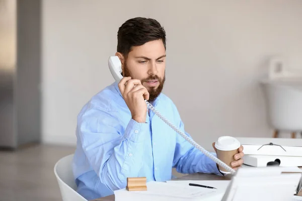 Male Notary Public Talking Phone Office — Stock Photo, Image