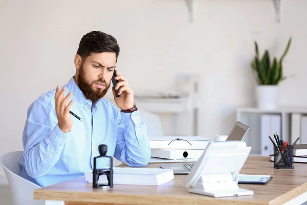Male Notary Public Talking Phone Office — Stock Photo, Image