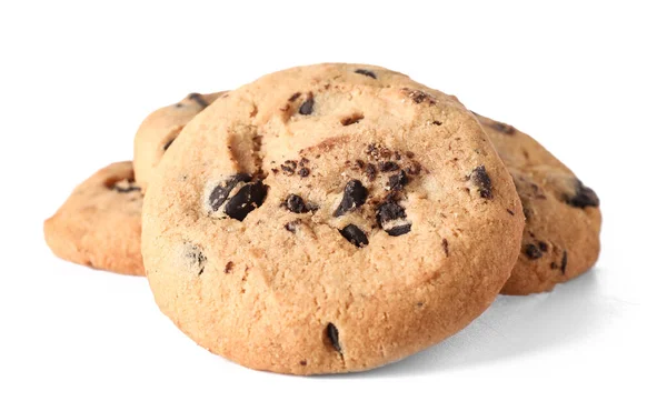 Смачне Домашнє Печиво Шоколадними Чіпсами Білому Тлі — стокове фото