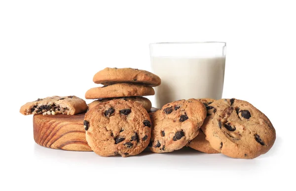 Tafel Mit Leckeren Hausgemachten Plätzchen Und Einem Glas Milch Auf — Stockfoto