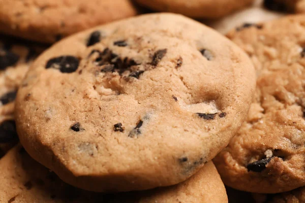 Tasty Homemade Cookies Chocolate Chips Closeup — Stock Photo, Image