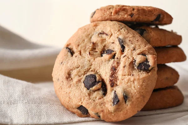 Biscuits Maison Savoureux Avec Des Pépites Chocolat Sur Table Gros — Photo