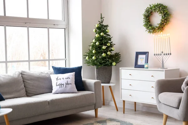 Interior Room Decorated Hanukkah Celebration — Stock Photo, Image