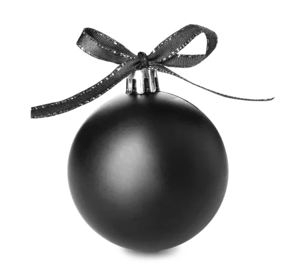 Boule Noël Noire Sur Fond Blanc — Photo