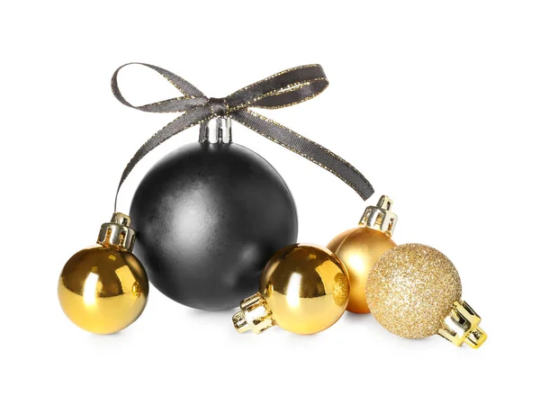 Different Bright Christmas Balls White Background — Stock Photo, Image