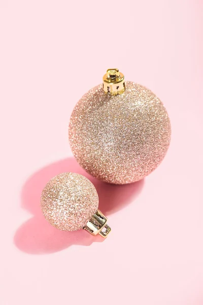 Bright Christmas Balls Pink Background — Stock Photo, Image