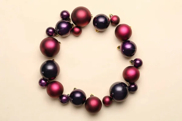 Frame Made Different Christmas Balls Color Background — Stock Photo, Image