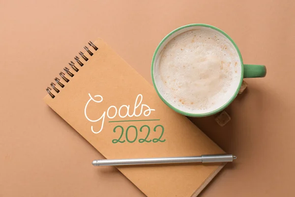 Hermosa Tarjeta Felicitación Para Celebración Año Nuevo 2022 Con Taza — Foto de Stock