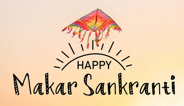 Красивые Открытки Happy Makar Sankranti Воздушным Змеем — стоковое фото