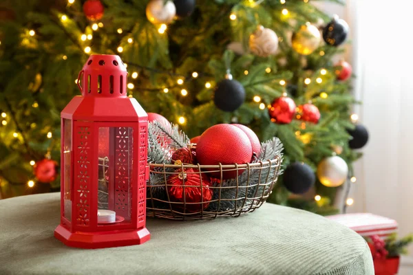 Lantern Christmas Decor Living Room — Stock Photo, Image