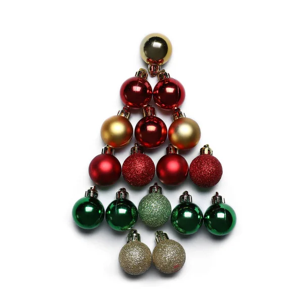 Christmas Tree Made Balls White Background — Stock Photo, Image