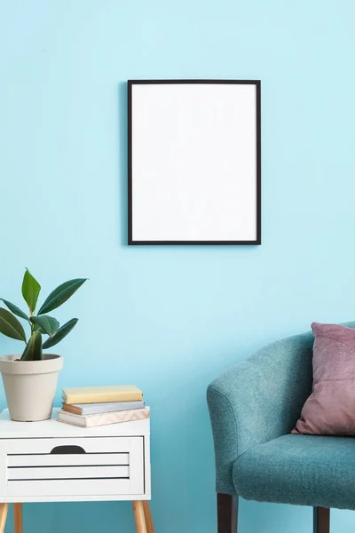 Blank Poster Color Wall Interior Stylish Room — Stock Photo, Image