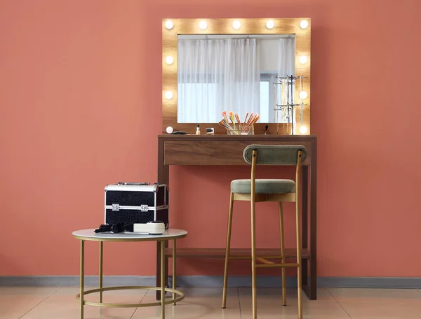 Dressing Table Mirror Modern Makeup Room — Stock Photo, Image