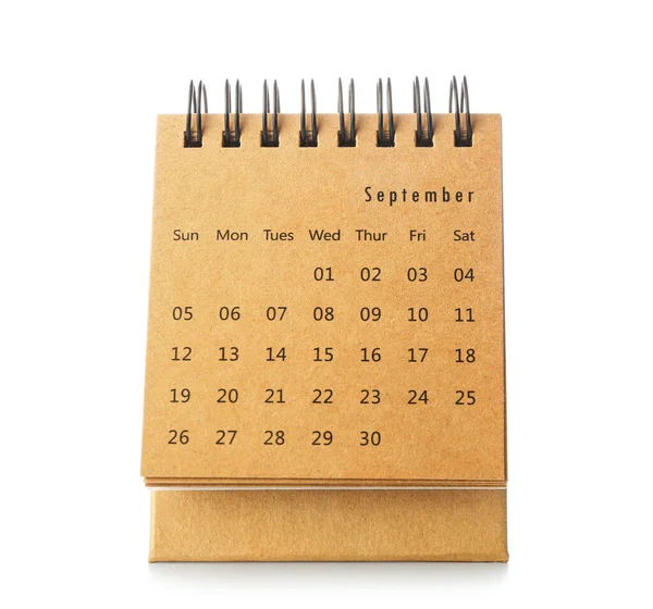 Ambachtelijke Kalender Witte Achtergrond — Stockfoto