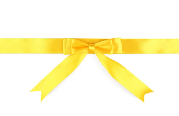 Bow Made Yellow Ribbon White Background — Stock Photo, Image