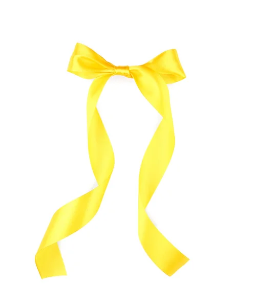 Bow Made Yellow Ribbon White Background — Stock Photo, Image