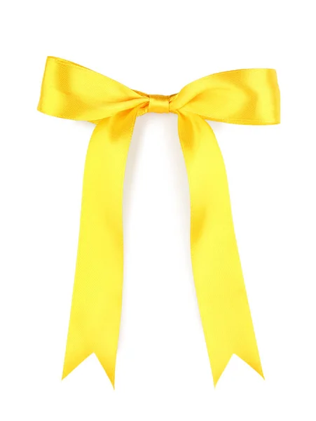 Bow Made Yellow Ribbon White Background — Stock Photo, Image