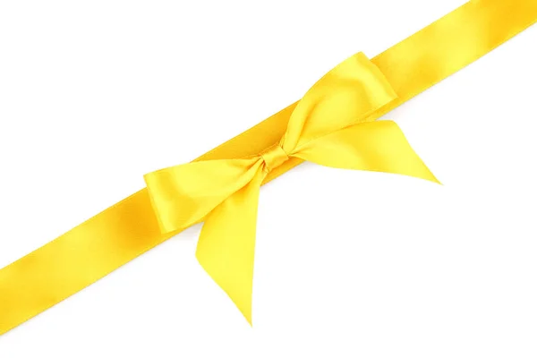 Bow Made Yellow Ribbon White Background — Stock Photo, Image
