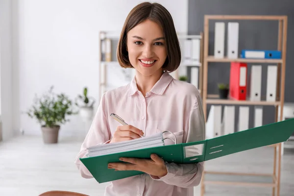 Young Woman Working Documents Office — Stock Photo, Image