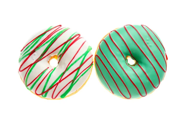 Вкусные Рождественские Пончики Белом Фоне — стоковое фото