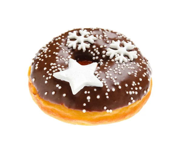 Savoureux Donut Noël Sur Fond Blanc — Photo