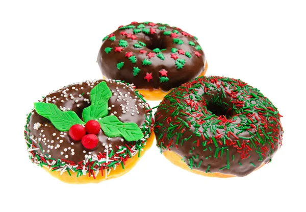 Tasty Christmas Donuts White Background — Stock Photo, Image