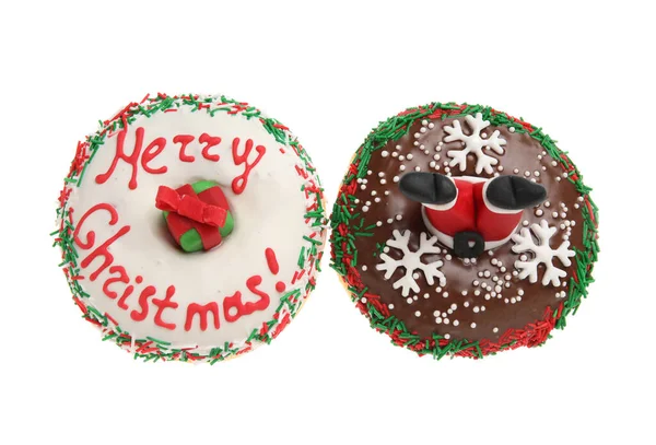 Tasty Christmas Donuts White Background — Stock Photo, Image