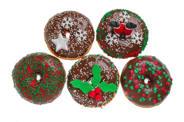 Tasty Christmas Donuts White Background — Stock Photo, Image