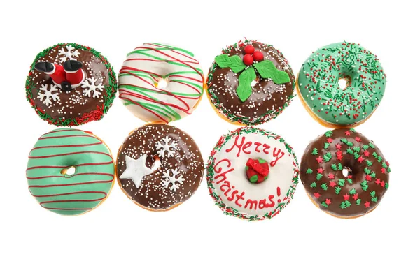 Savoureux Beignets Noël Sur Fond Blanc — Photo