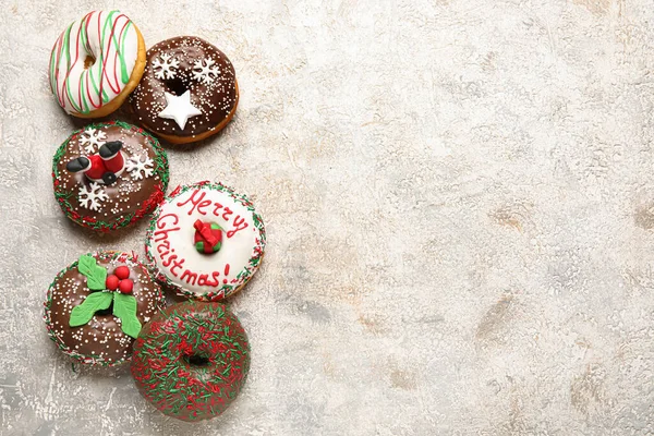 Tasty Christmas Donuts Light Background — Stock Photo, Image