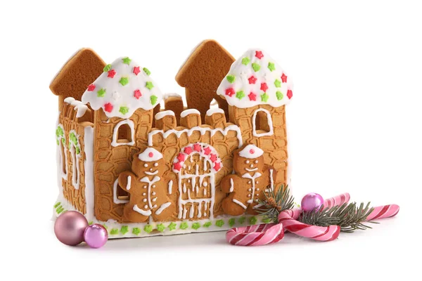 Beautiful Gingerbread House Christmas Decor Isolated White Background — Stock Photo, Image