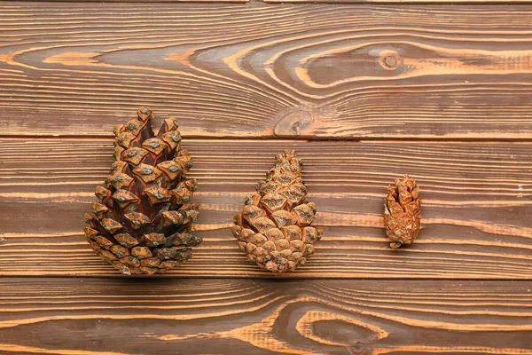 çam kozalakları üzerindeki ahşap arka plan