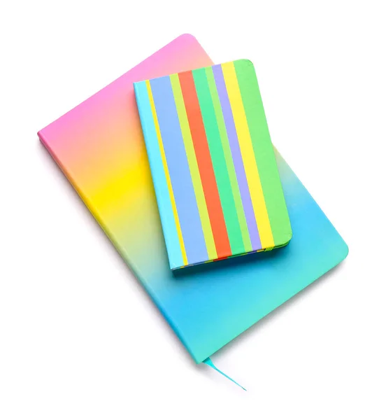 Colorful Notebooks White Background — Stock Photo, Image