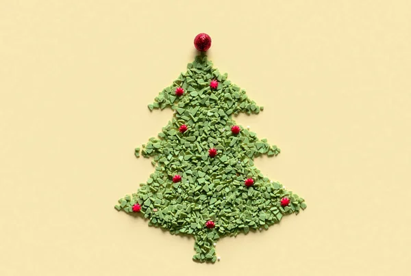 Christmas Tree Made Sprinkles Color Background — 图库照片