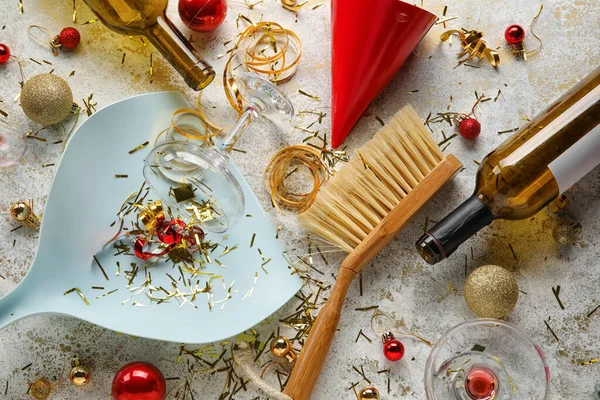 Cleaning Party Mess Grunge Background Christmas Celebration — Stock Photo, Image