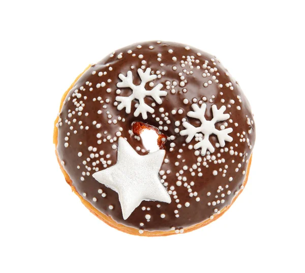 Sabroso Donut Navidad Sobre Fondo Blanco — Foto de Stock