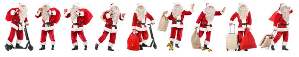 Collage Von Weihnachtsmann Auf Weißem Hintergrund — Stockfoto