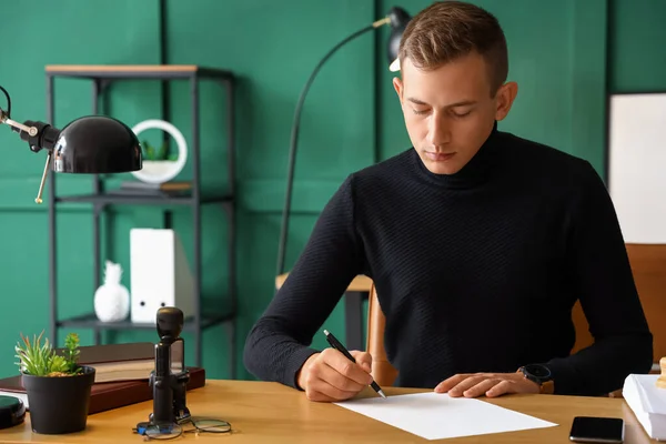 Young Male Notary Public Working Office — Stock Photo, Image