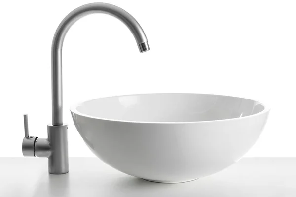 Modern Sink Faucet White Background — 图库照片