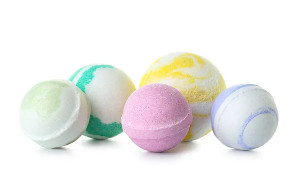 Different Bath Bombs Isolated White Background — Stock Photo, Image