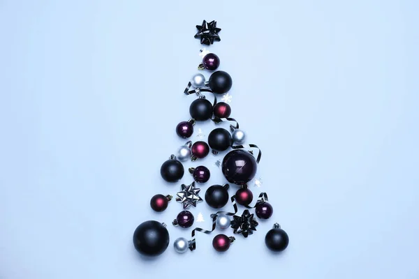 Beautiful Tree Made Christmas Decor Light Background — 图库照片